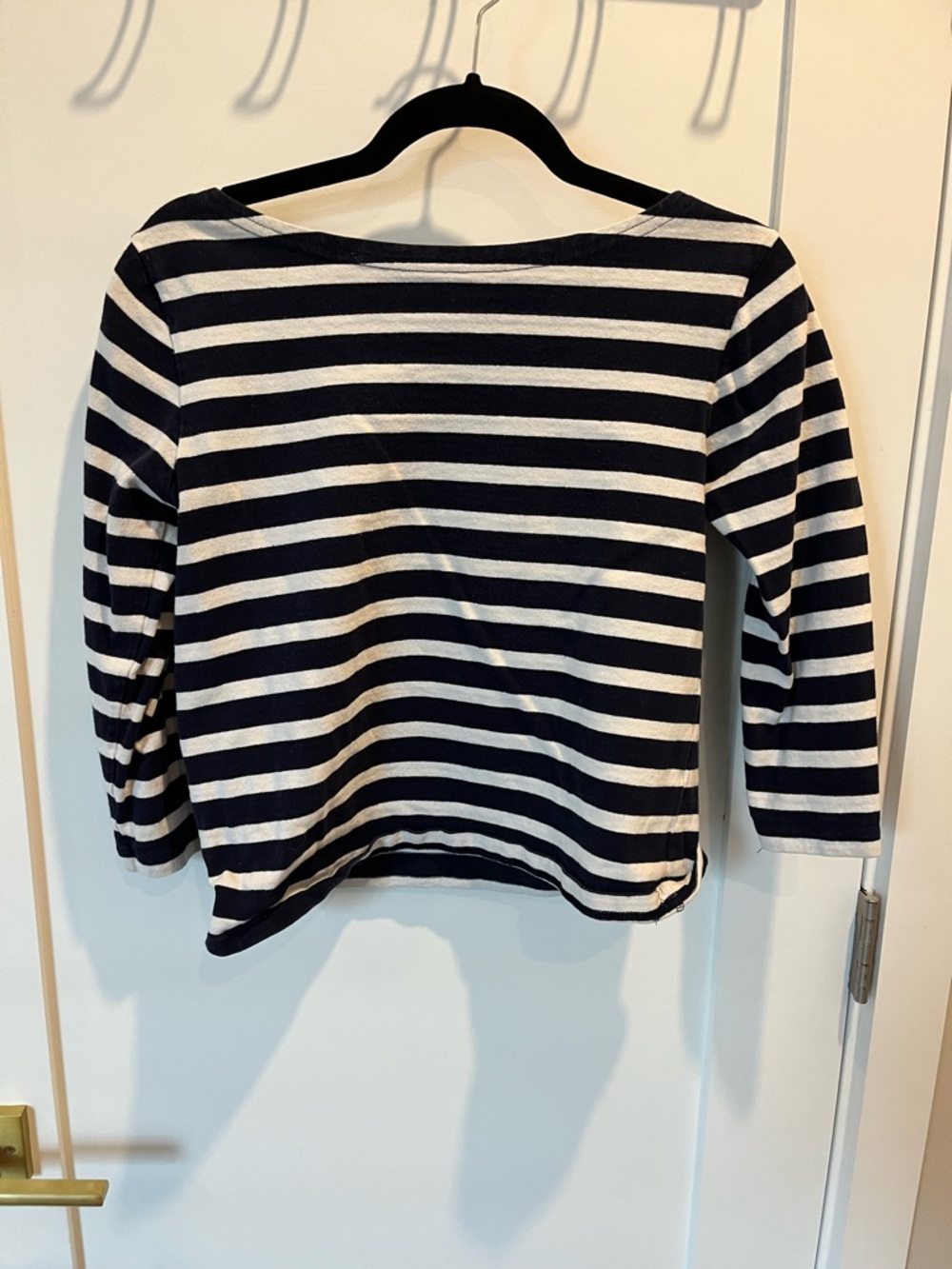 J. Crew Navy and White Striped Boatneck Long Sleeve Top - Classic Breton